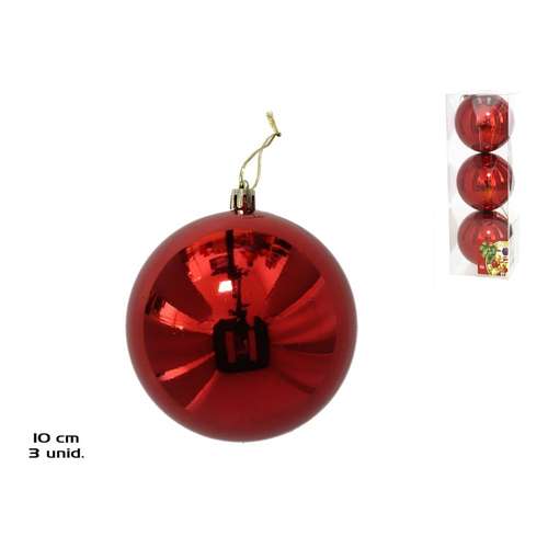 Caixa x3 bolas de Natal 10 cm