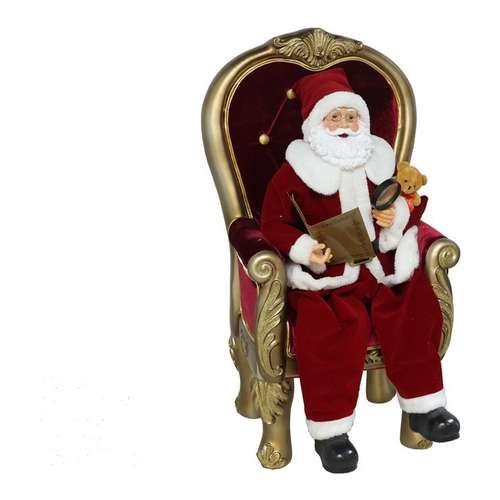 Pai Natal em poltrona com luz, música e movimento