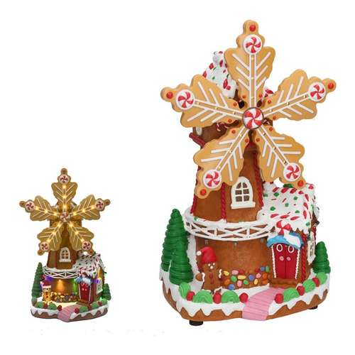 Moinho de Natal com LED, música e movimento